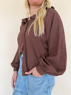 Plaid Ruffle Collar Blouse