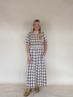 Plaid Smocked Midi Dress