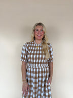Plaid Smocked Midi Dress
