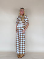 Plaid Smocked Midi Dress