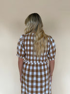 Plaid Smocked Midi Dress