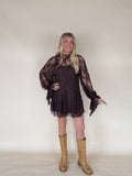 Lace Mock-Neck Mini Dress