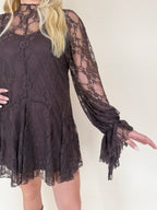 Lace Mock-Neck Mini Dress