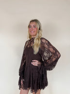 Lace Mock-Neck Mini Dress