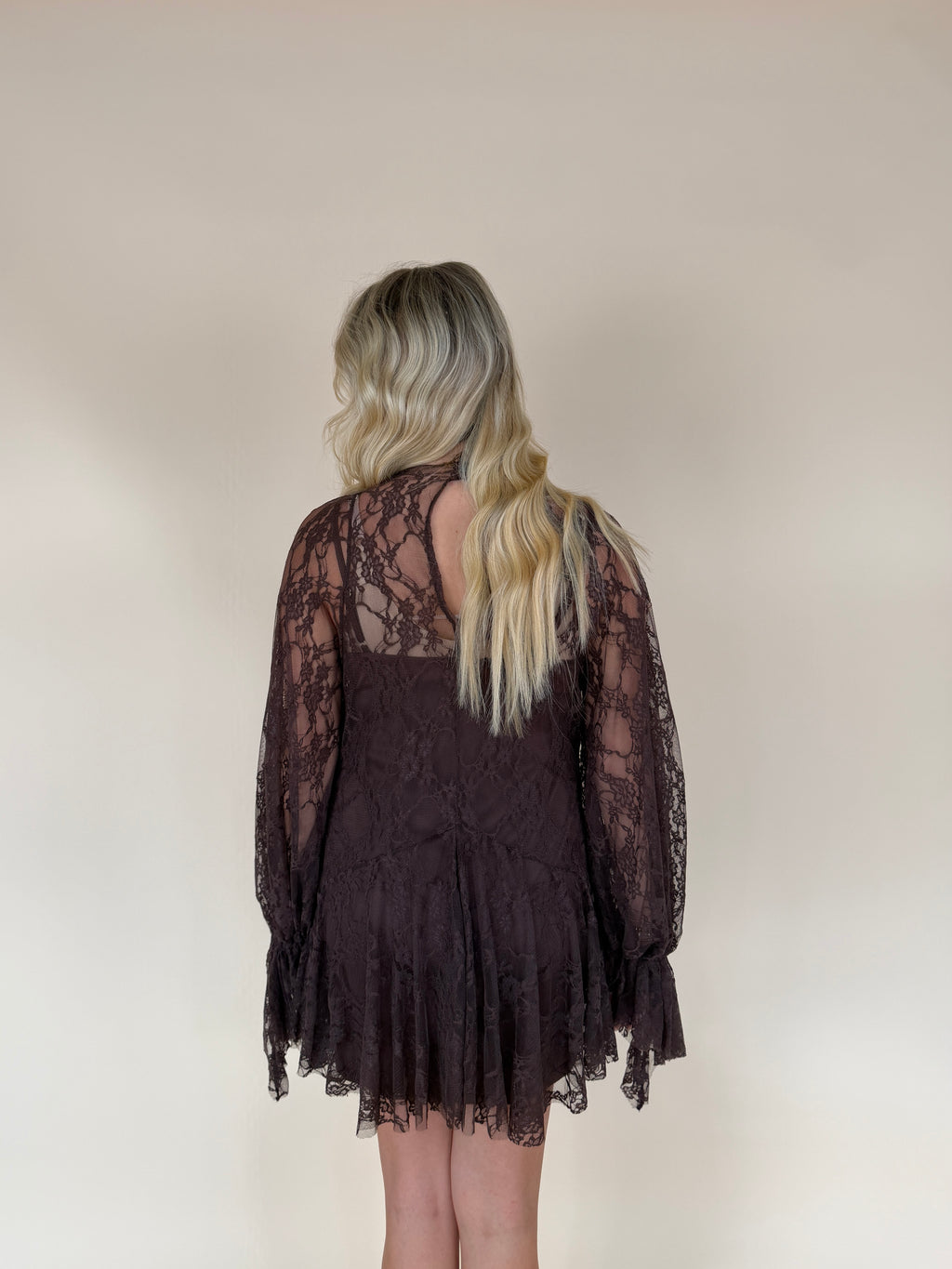 Lace Mock-Neck Mini Dress