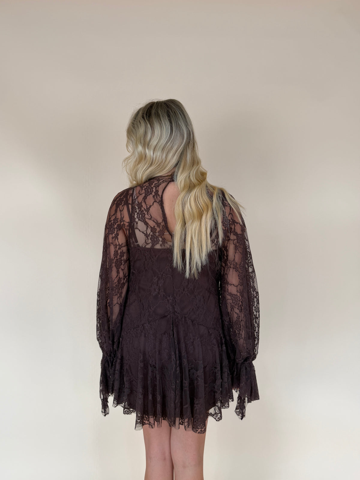 Lace Mock-Neck Mini Dress