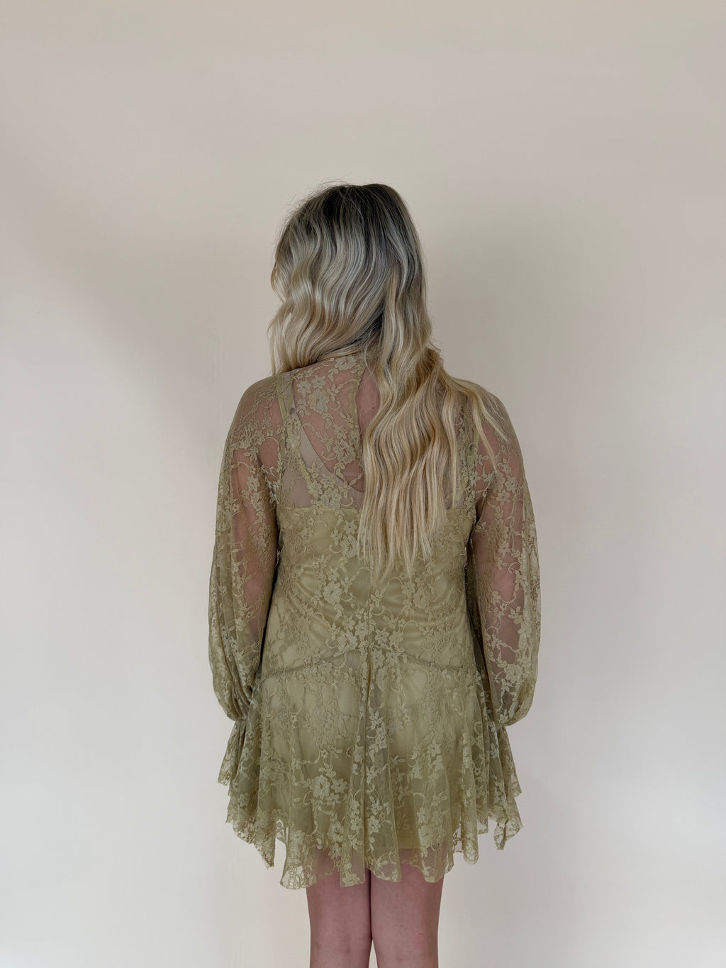 Lace Mock-Neck Mini Dress