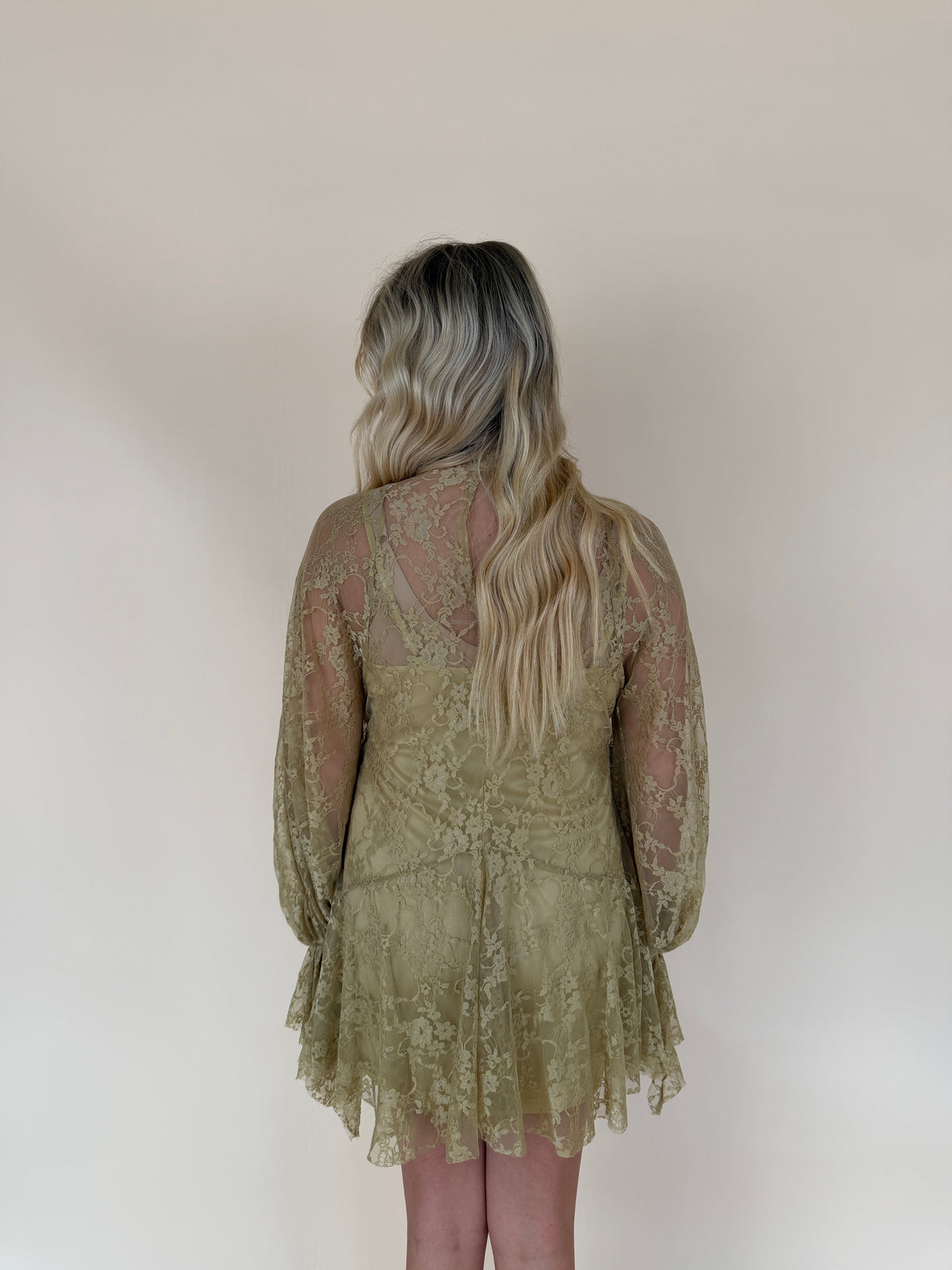 Lace Mock-Neck Mini Dress