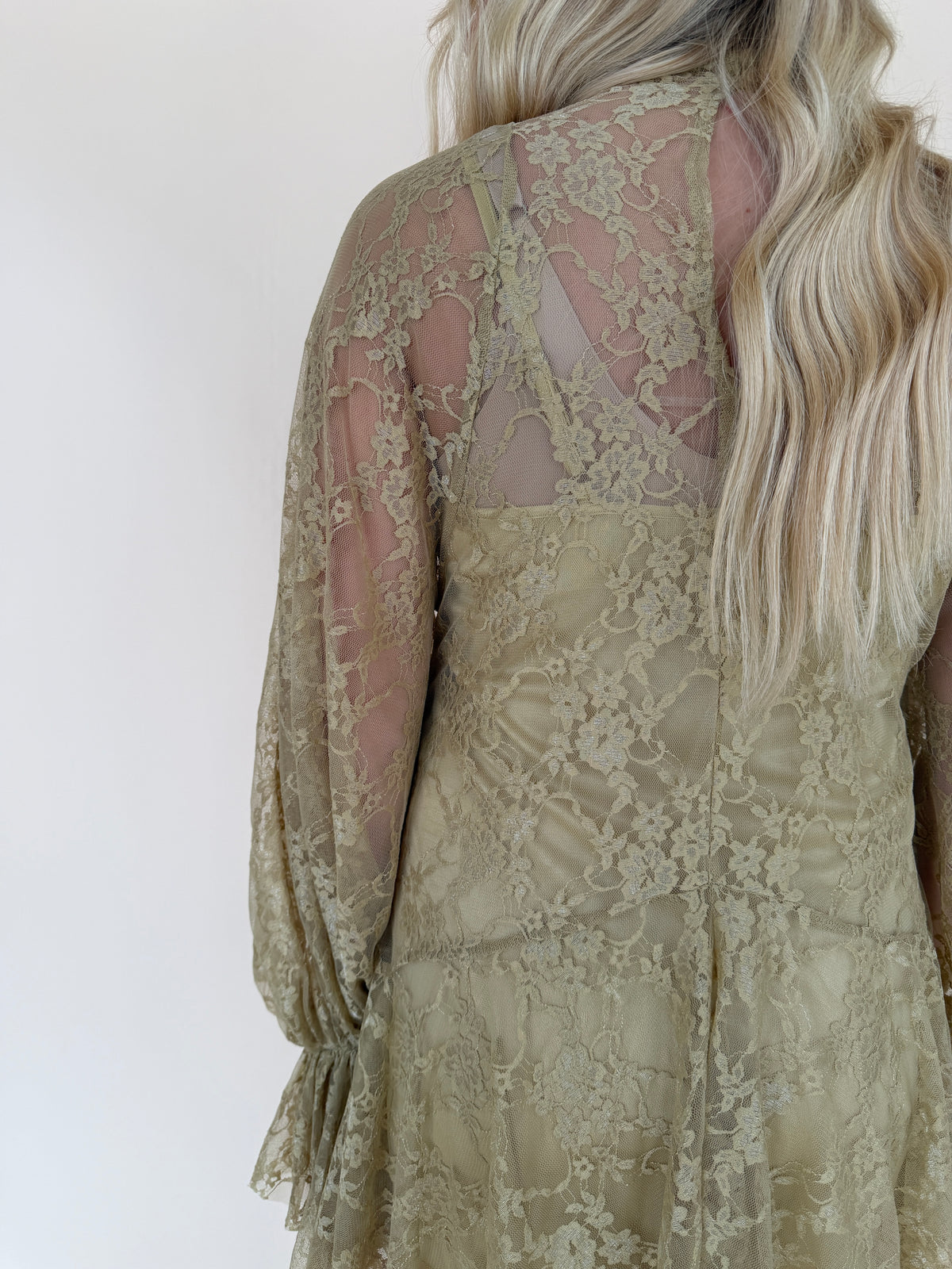 Lace Mock-Neck Mini Dress