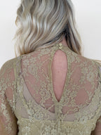 Lace Mock-Neck Mini Dress