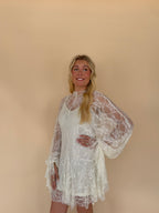 Lace Mock-Neck Mini Dress