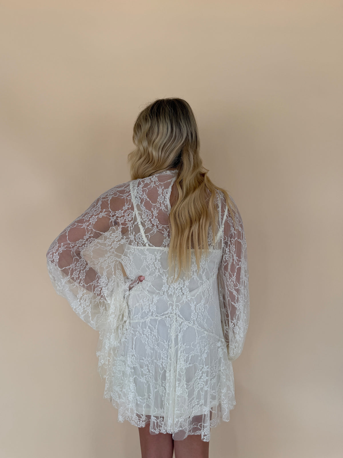 Lace Mock-Neck Mini Dress