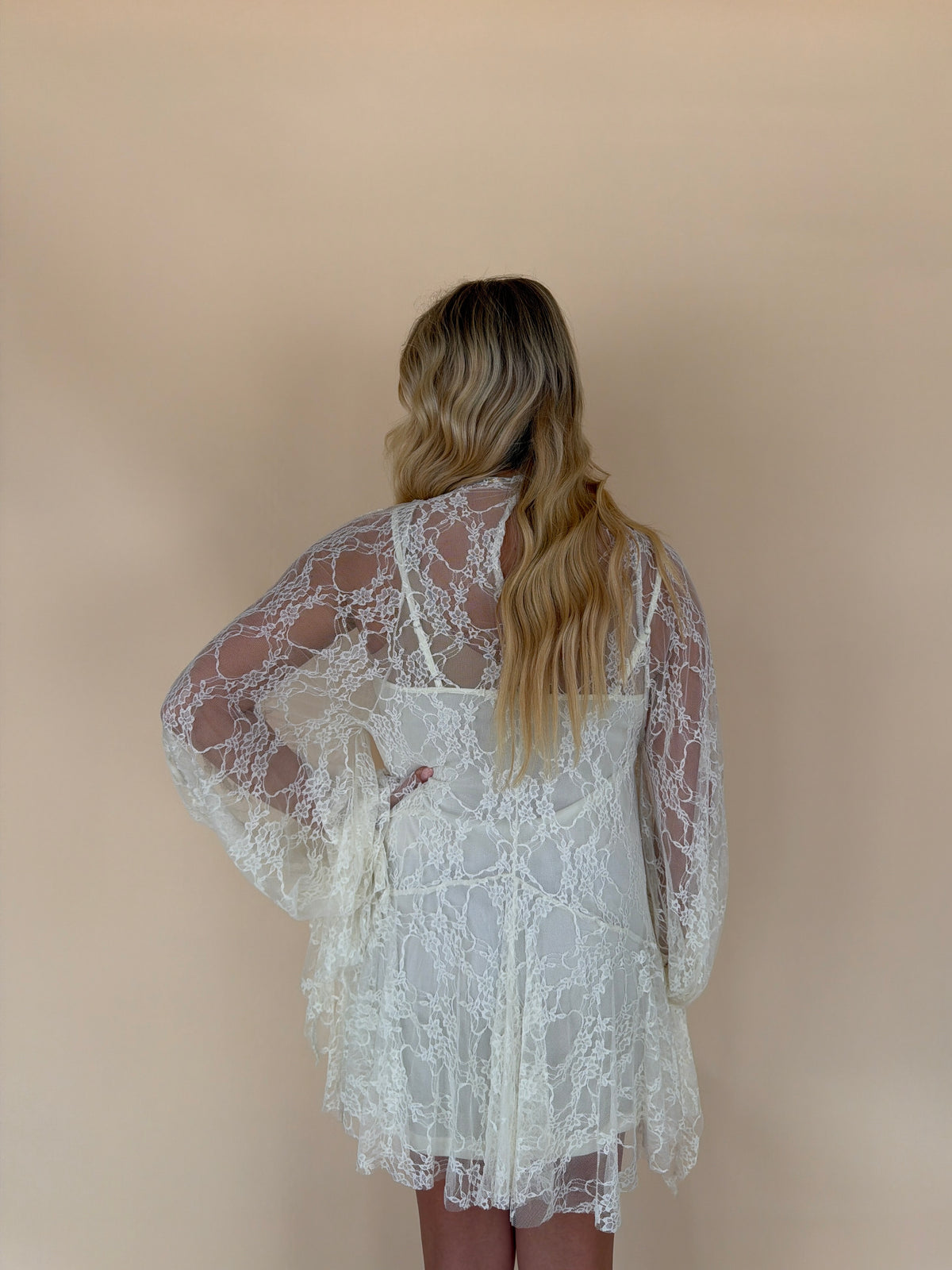 Lace Mock-Neck Mini Dress
