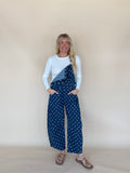 Mineral Washed Polka Dot Denim Jumpsuit