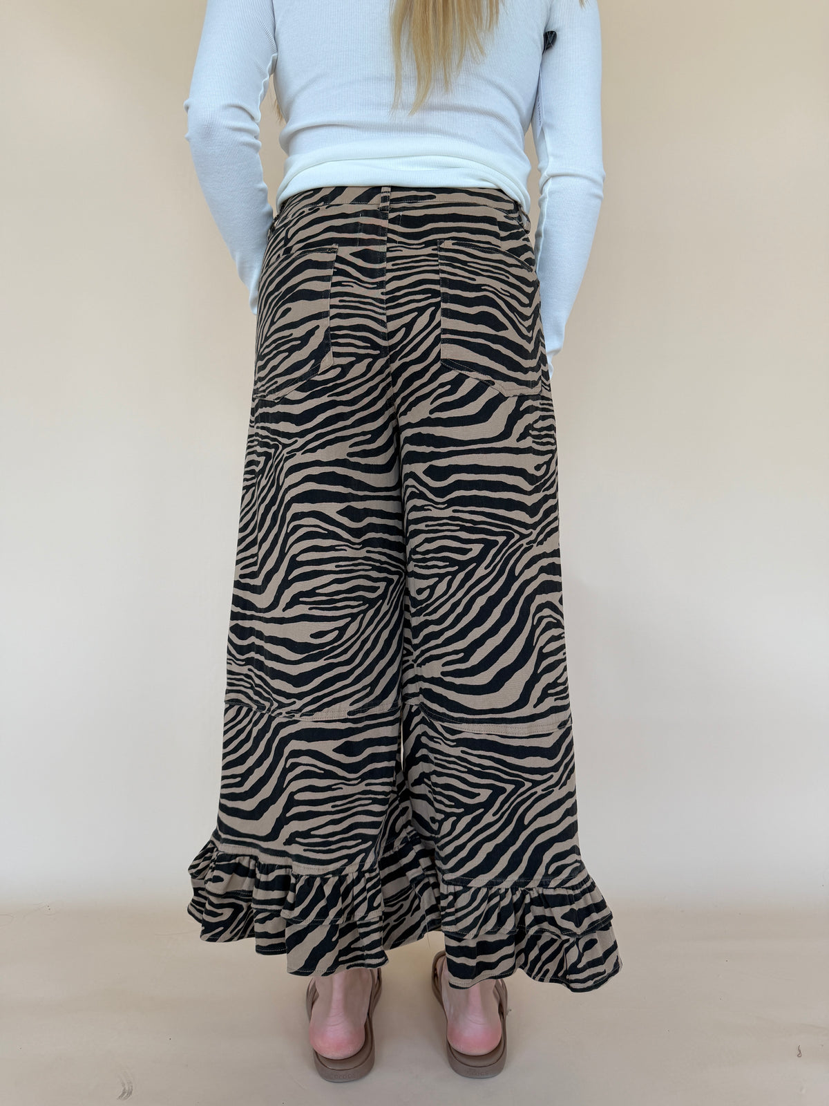 Ruffle Wide Leg Denim