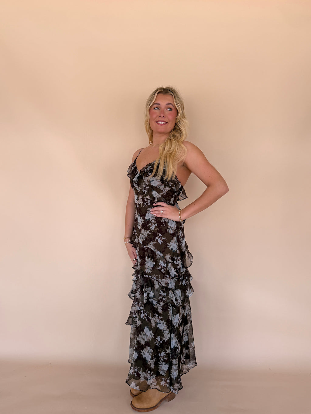 Floral Ruffle Maxi Dress