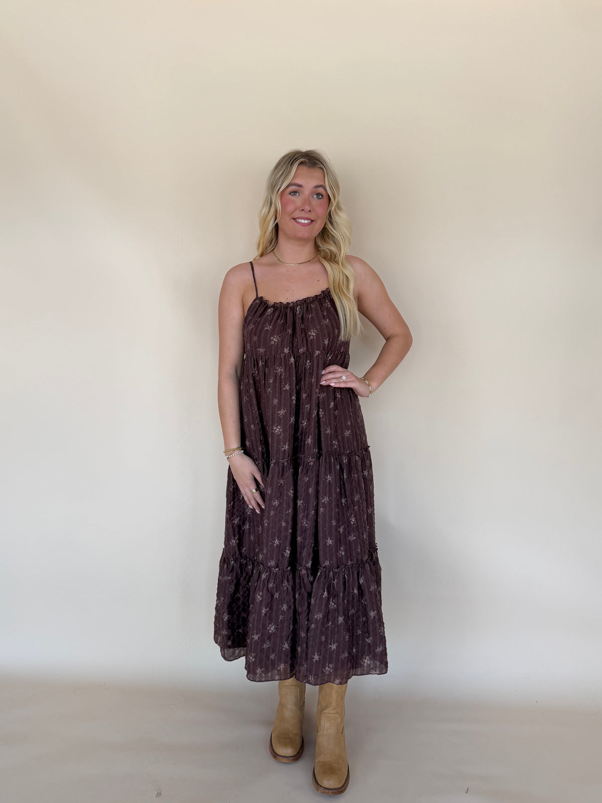 Burgundy Floral Maxi Dress
