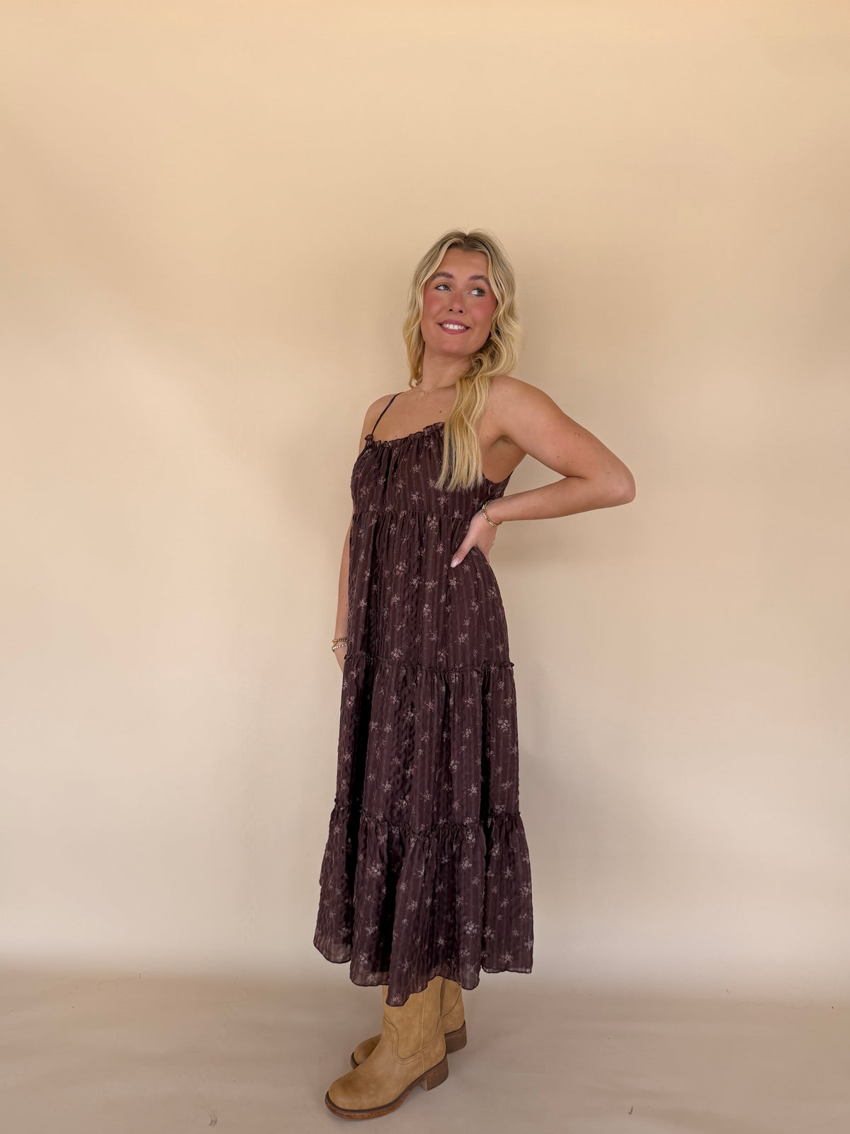 Burgundy Floral Maxi Dress