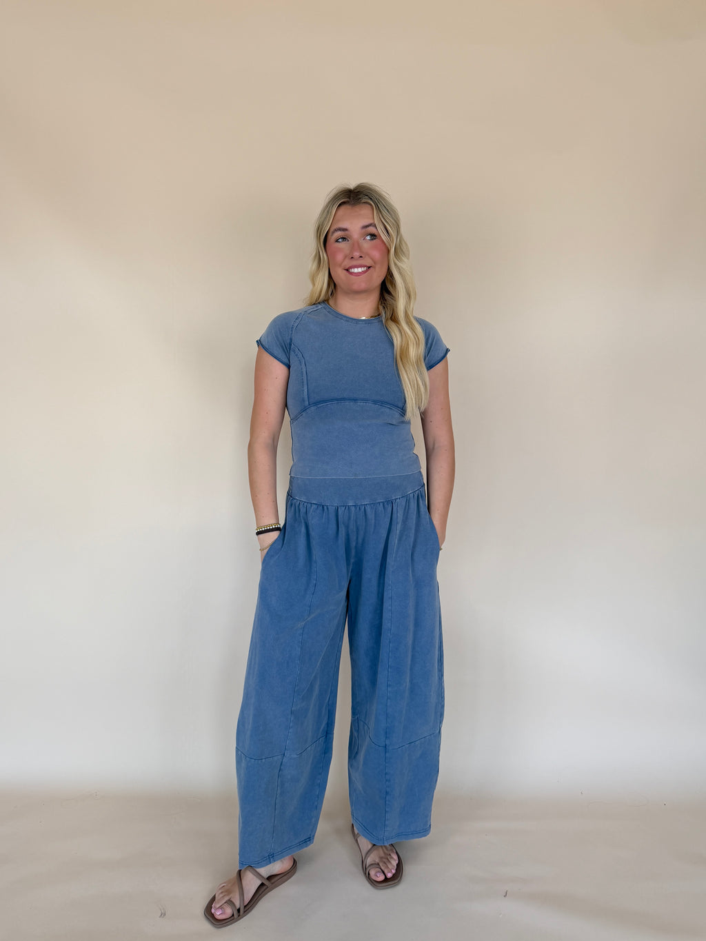 Mineral Washed Solid Cropped T-shirt
