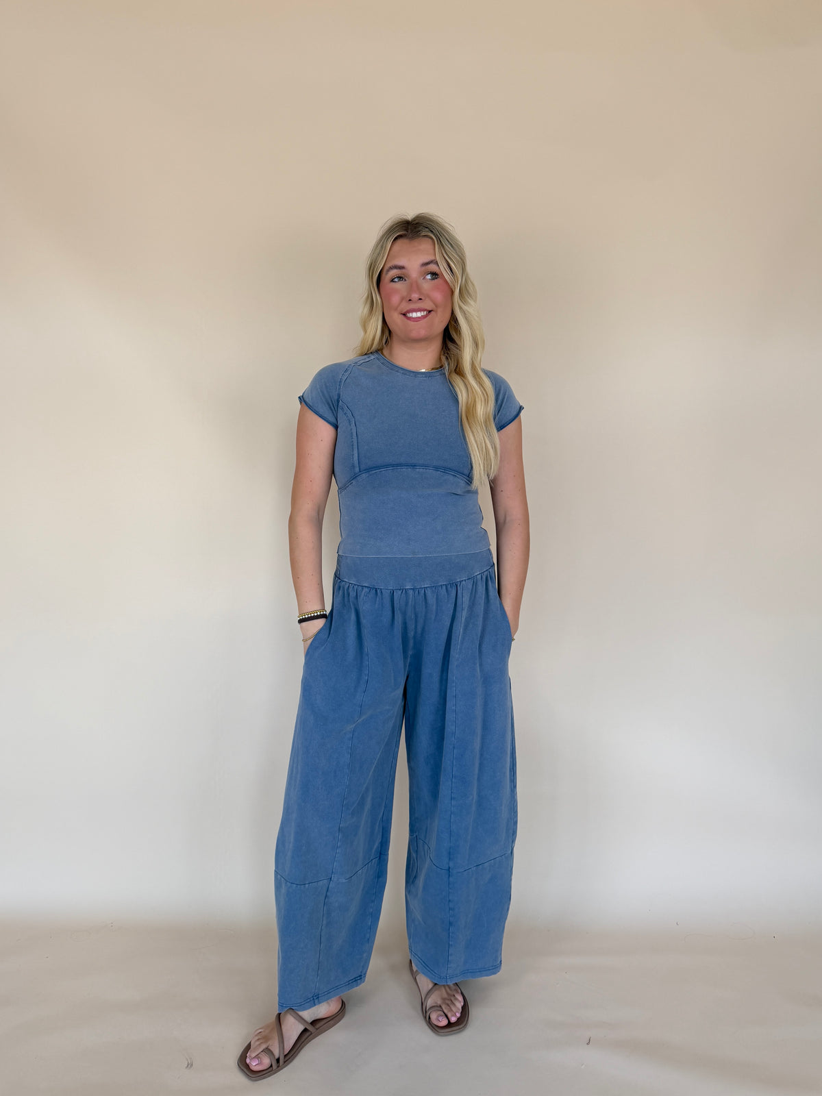 Mineral Washed Solid Cropped T-shirt