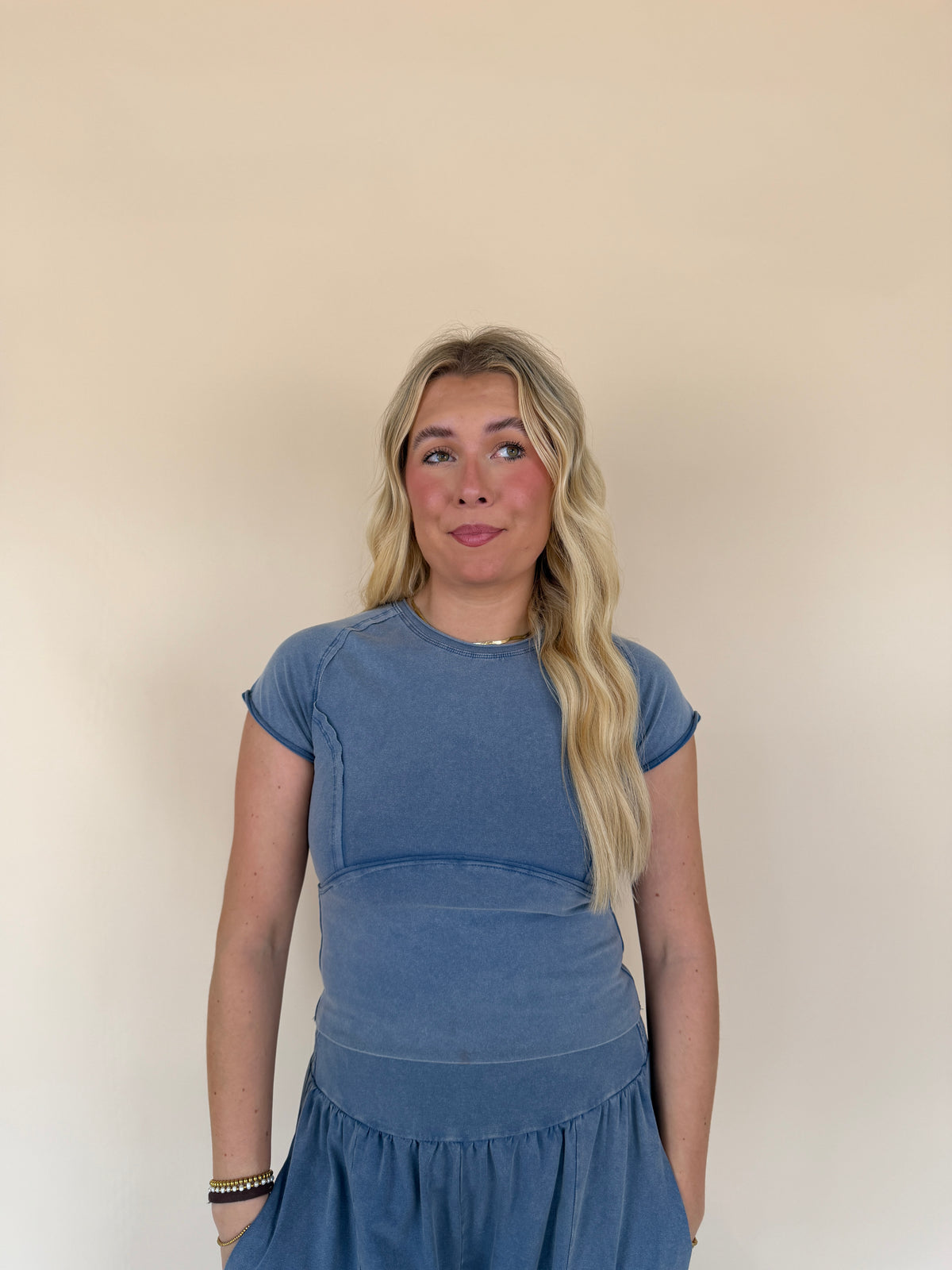 Mineral Washed Solid Cropped T-shirt