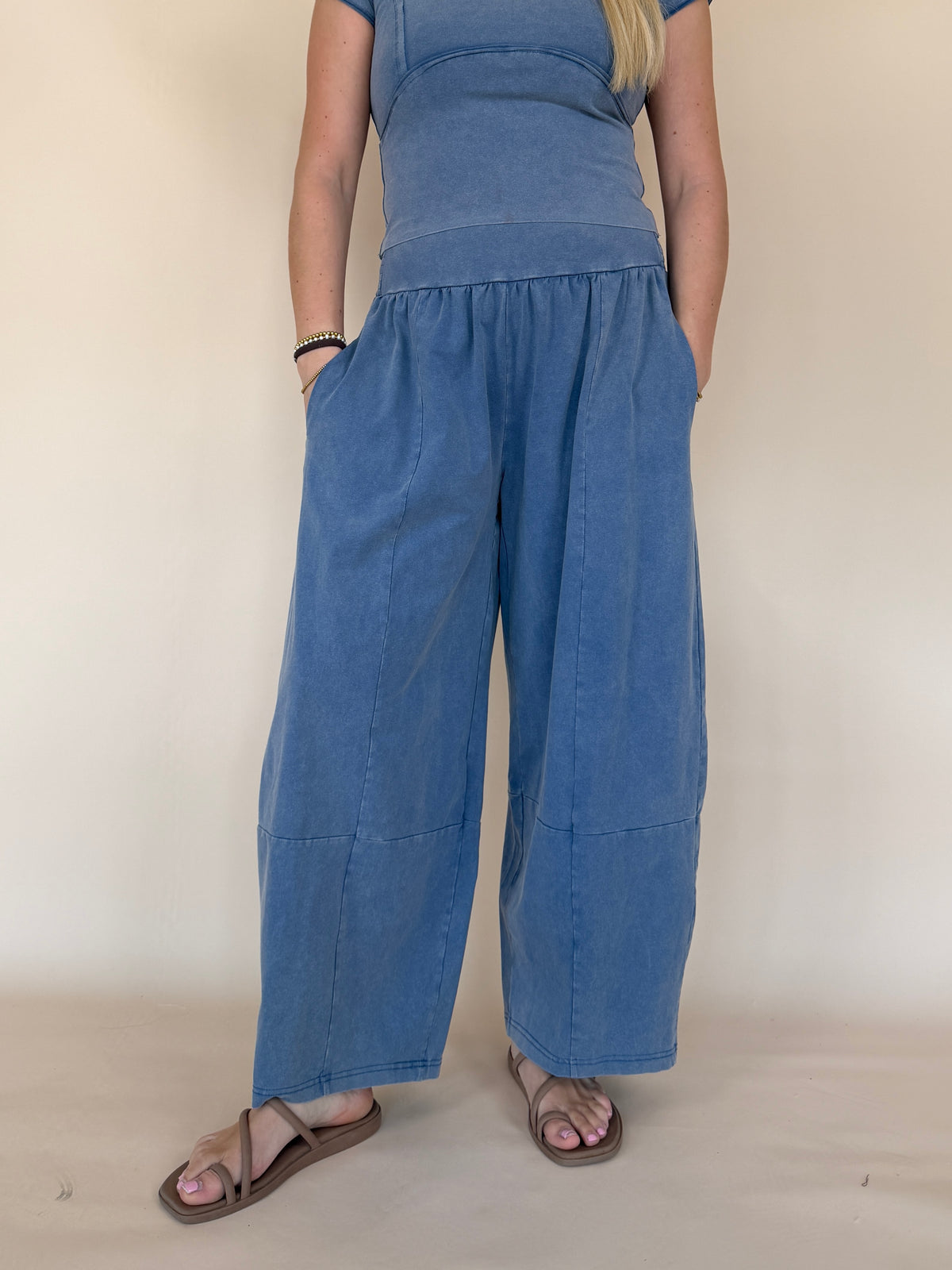 Mineral Washed Wide Leg Pants