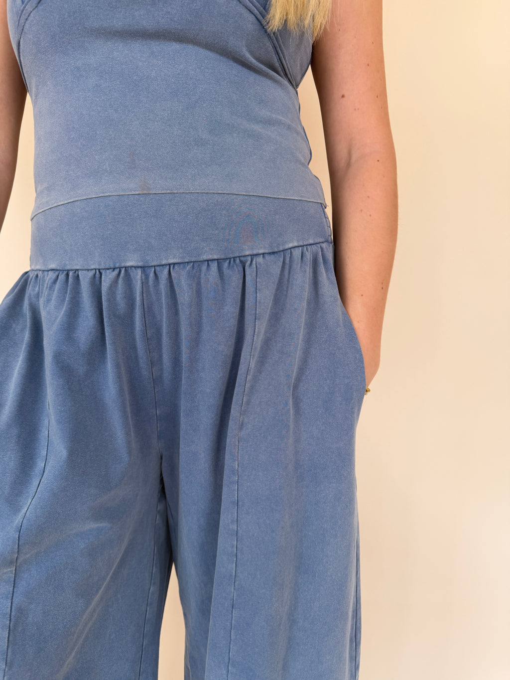 Mineral Washed Wide Leg Pants