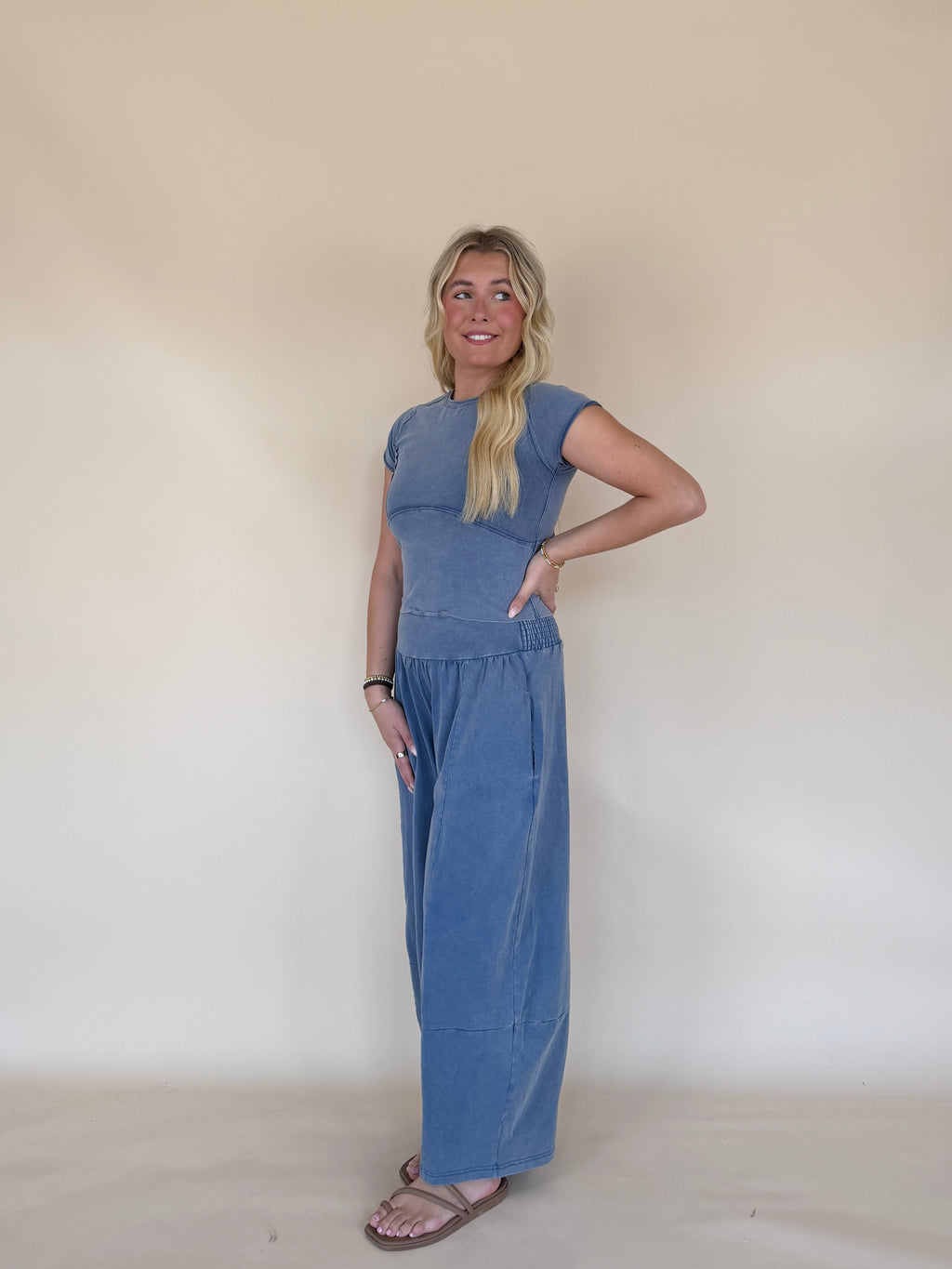 Mineral Washed Wide Leg Pants