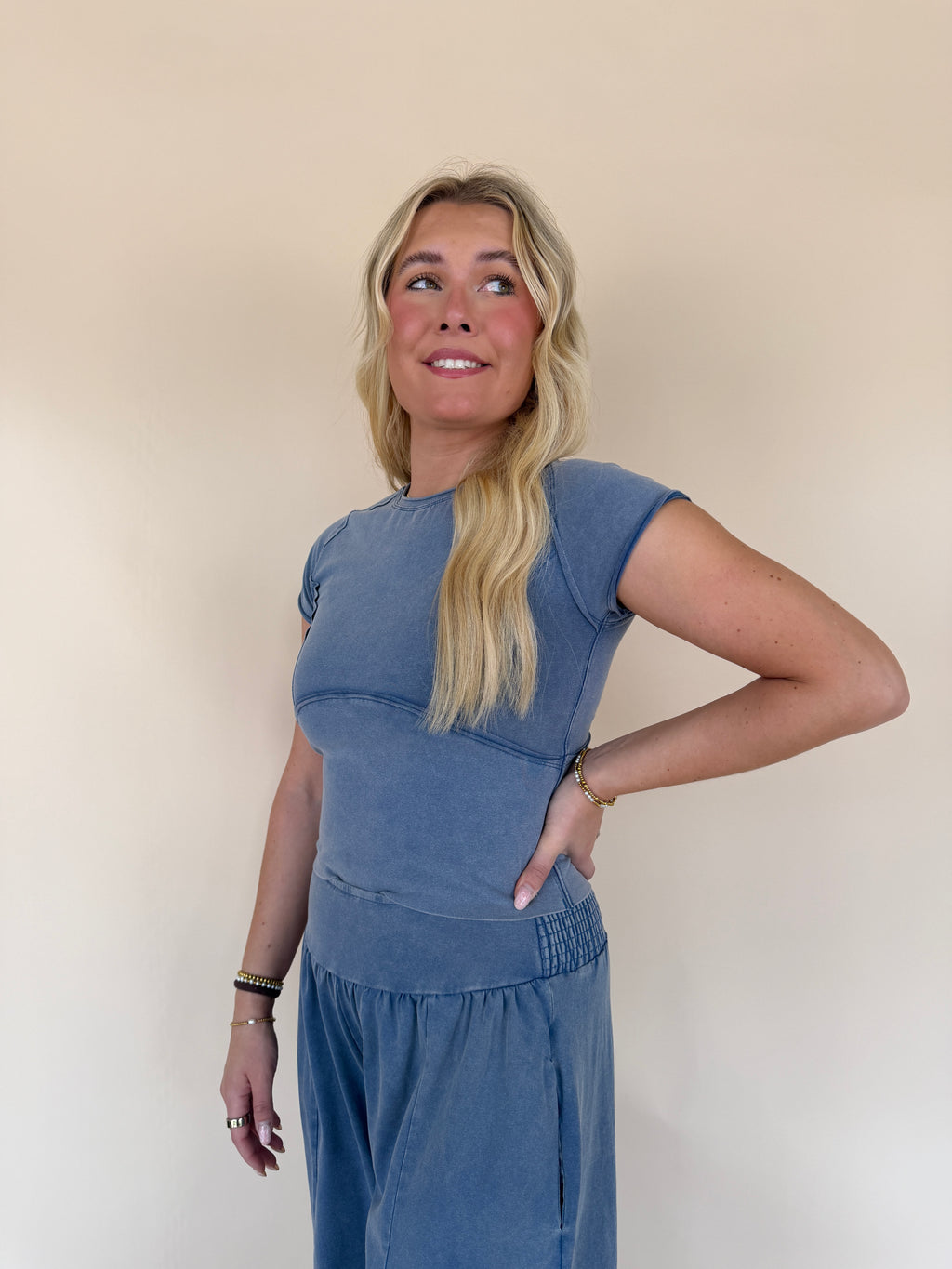 Mineral Washed Solid Cropped T-shirt