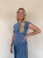 Mineral Washed Solid Cropped T-shirt