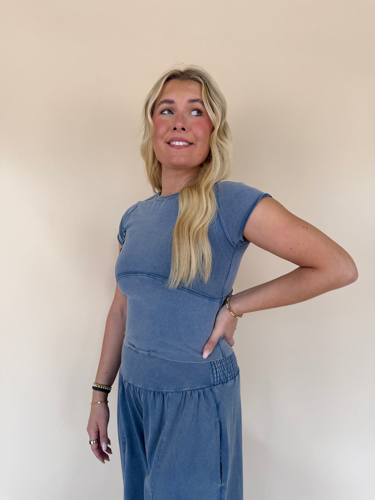 Mineral Washed Solid Cropped T-shirt