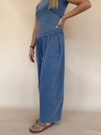 Mineral Washed Wide Leg Pants