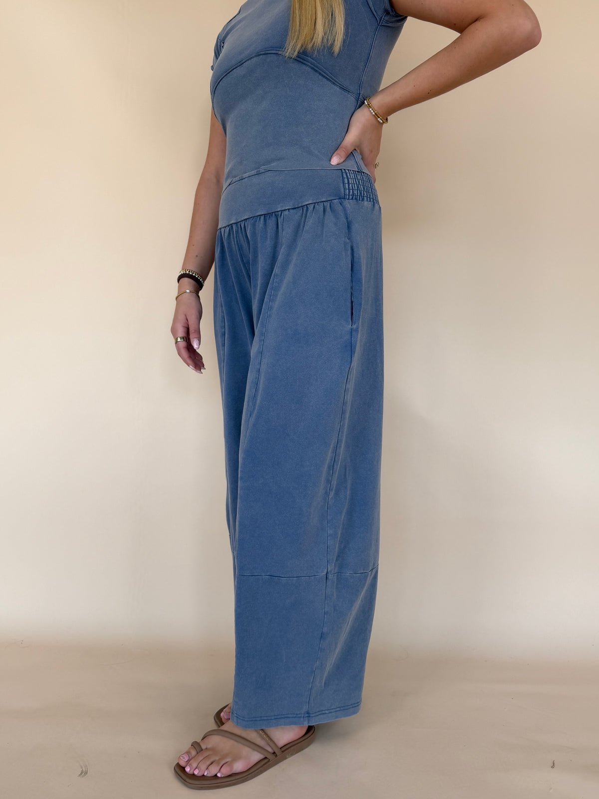 Mineral Washed Wide Leg Pants