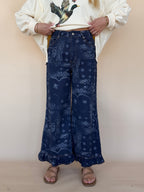 Paisley Printed Ruffle Hem Pants