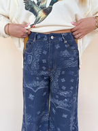 Paisley Printed Ruffle Hem Pants