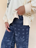 Paisley Printed Ruffle Hem Pants