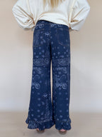 Paisley Printed Ruffle Hem Pants