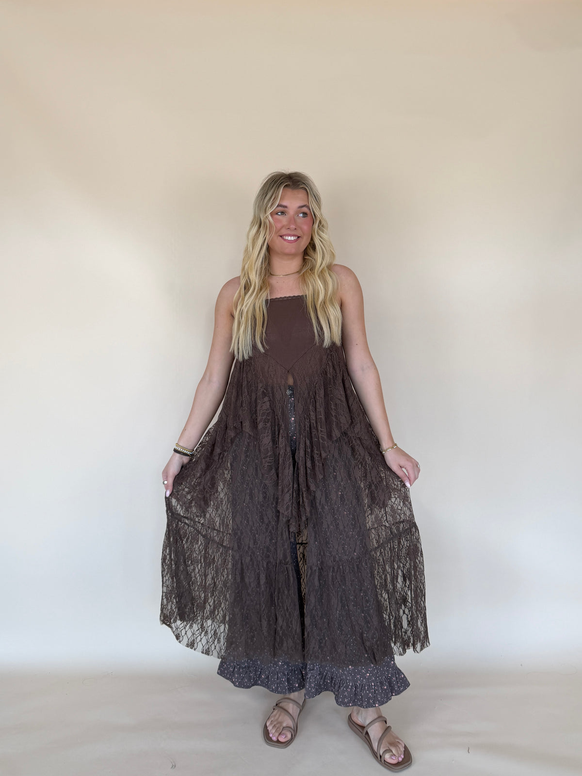 Ruffled Lace Maxi Cami