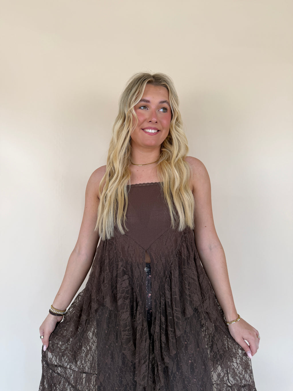 Ruffled Lace Maxi Cami