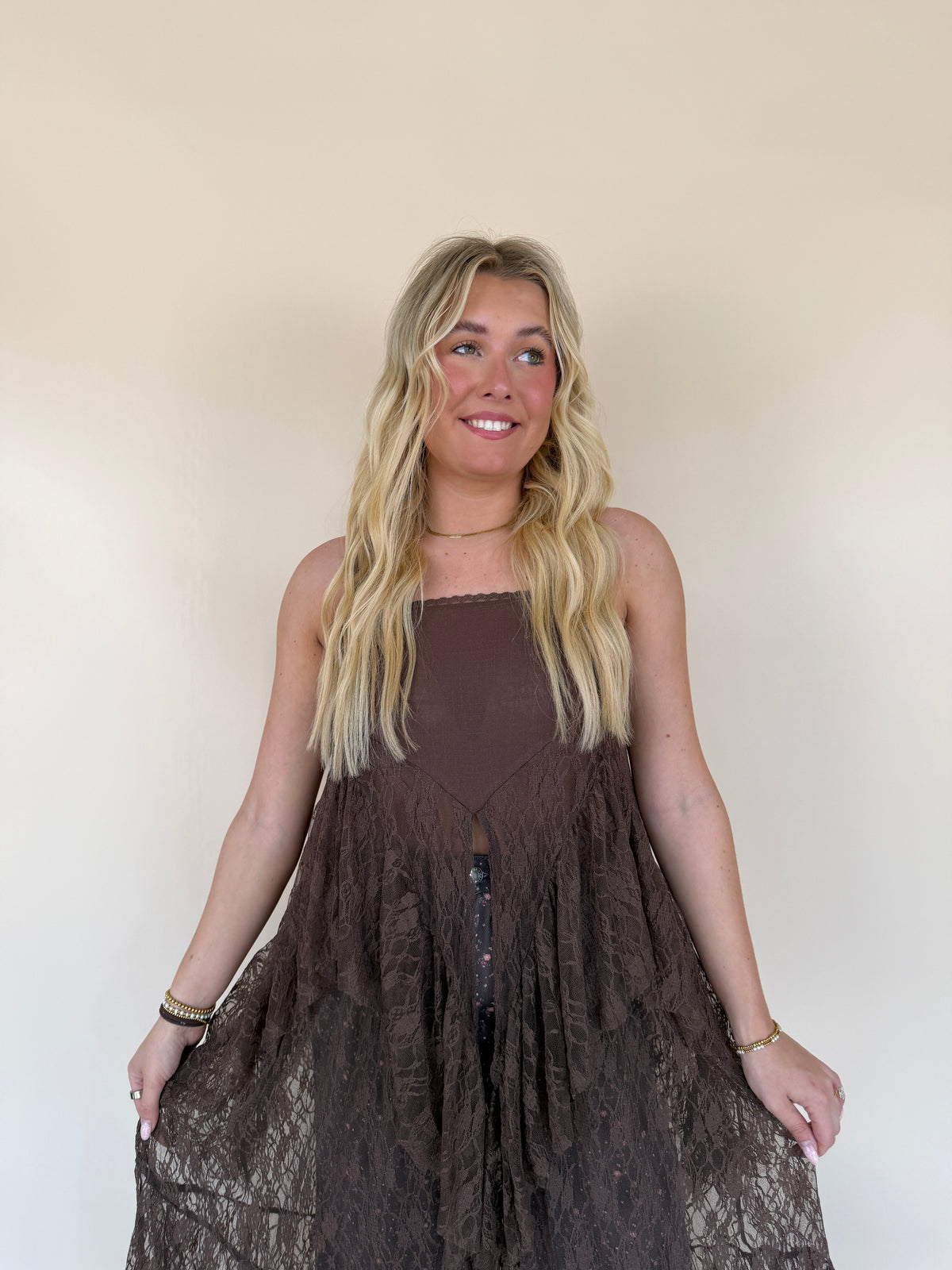 Ruffled Lace Maxi Cami