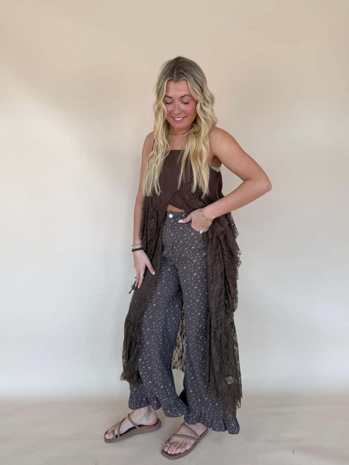 Ruffled Lace Maxi Cami