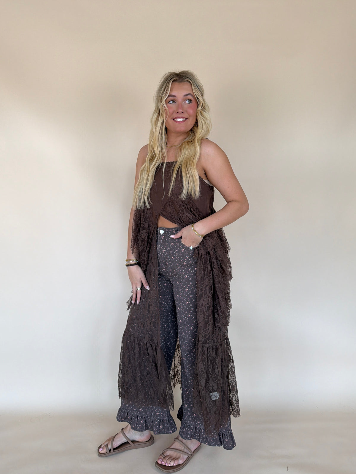 Ruffled Lace Maxi Cami