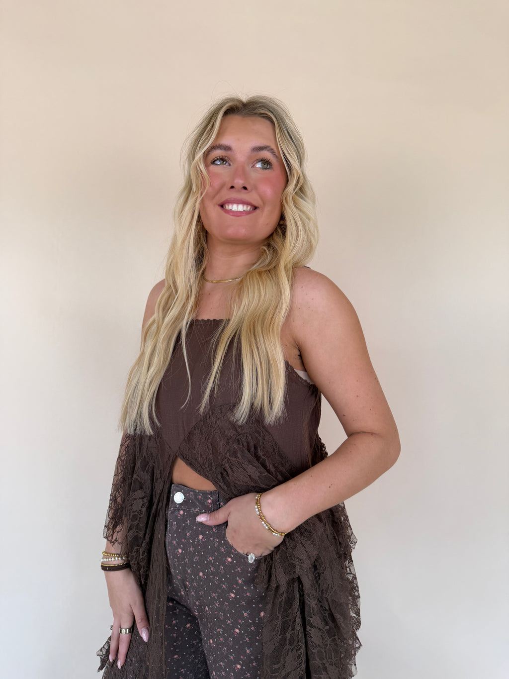 Ruffled Lace Maxi Cami