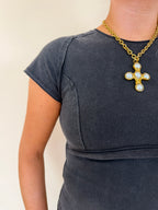 Mineral Washed Solid Cropped T-shirt
