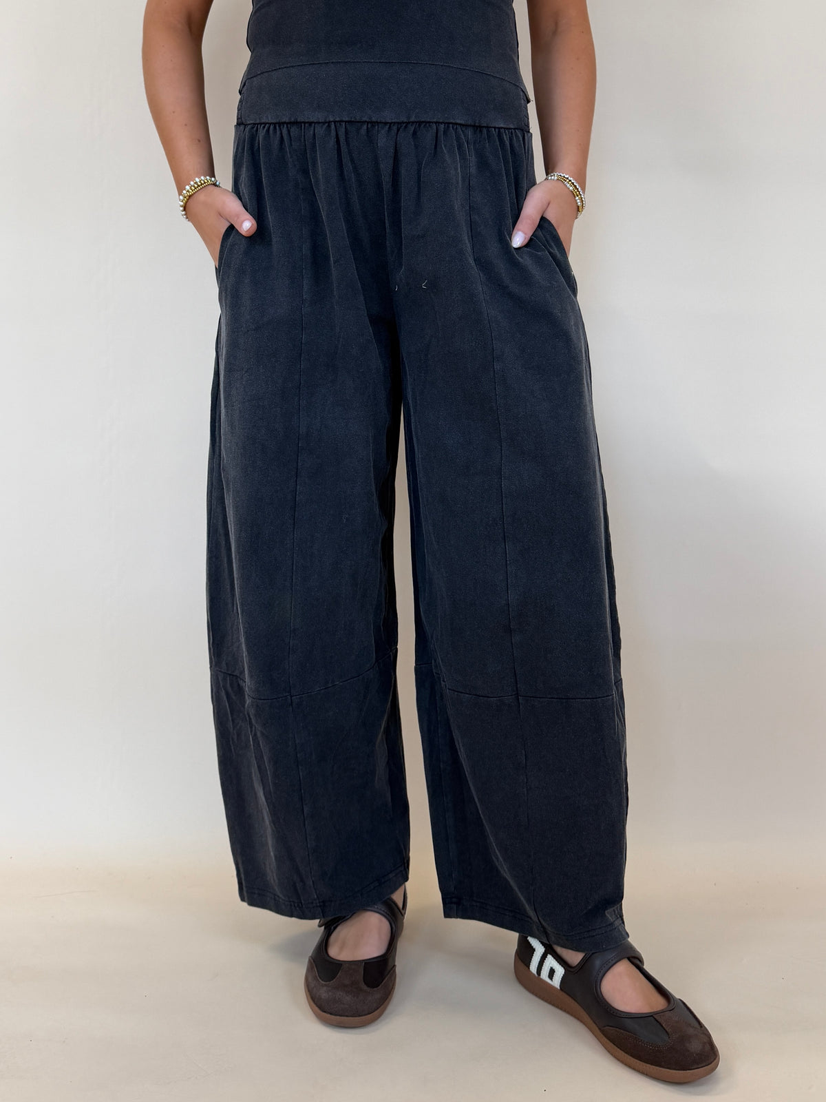 Mineral Washed Wide Leg Pants