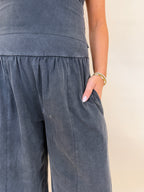Mineral Washed Wide Leg Pants