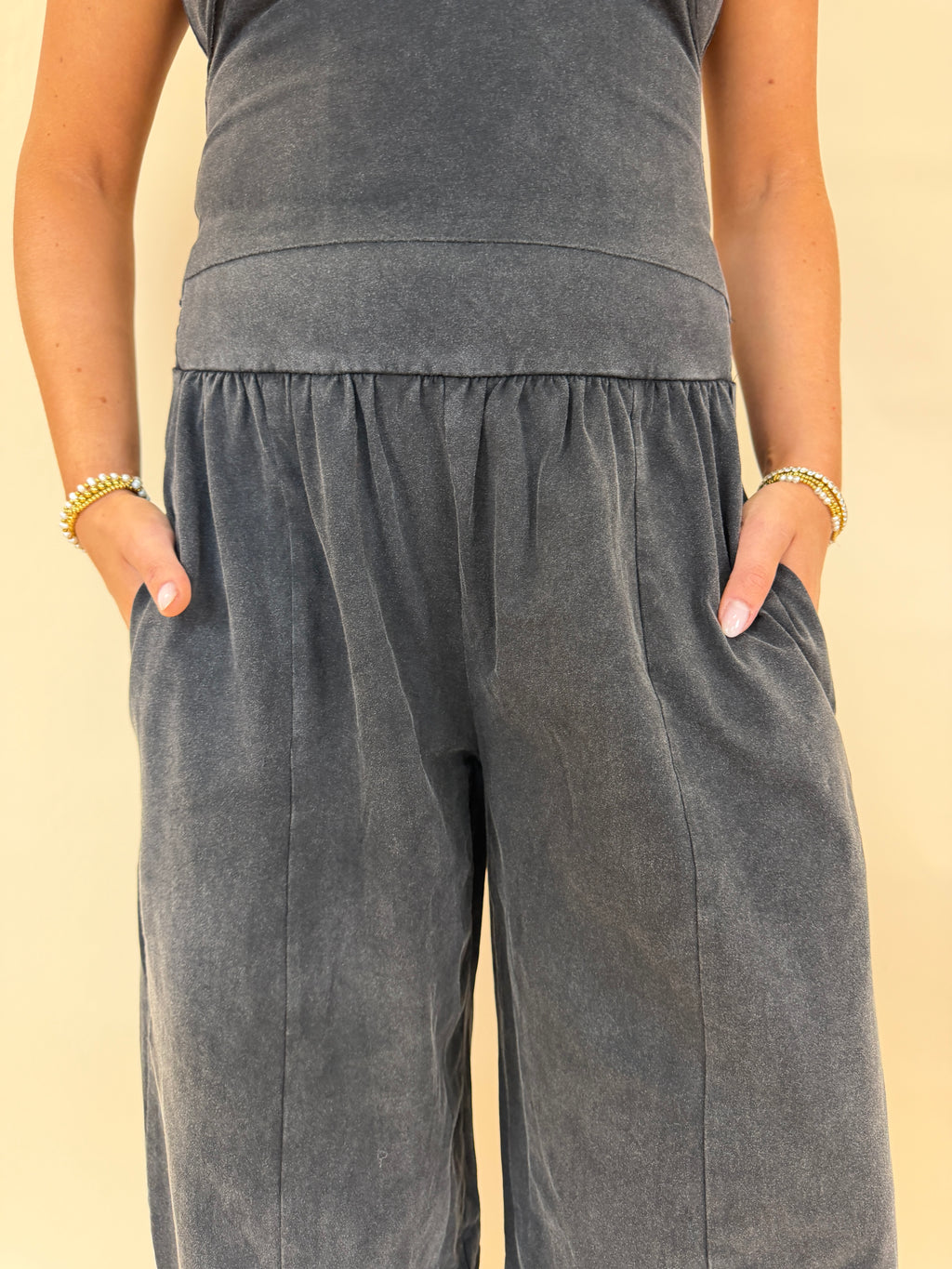 Mineral Washed Wide Leg Pants