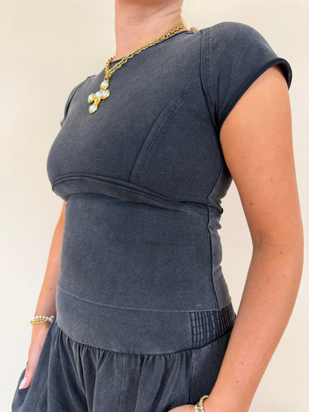 Mineral Washed Solid Cropped T-shirt