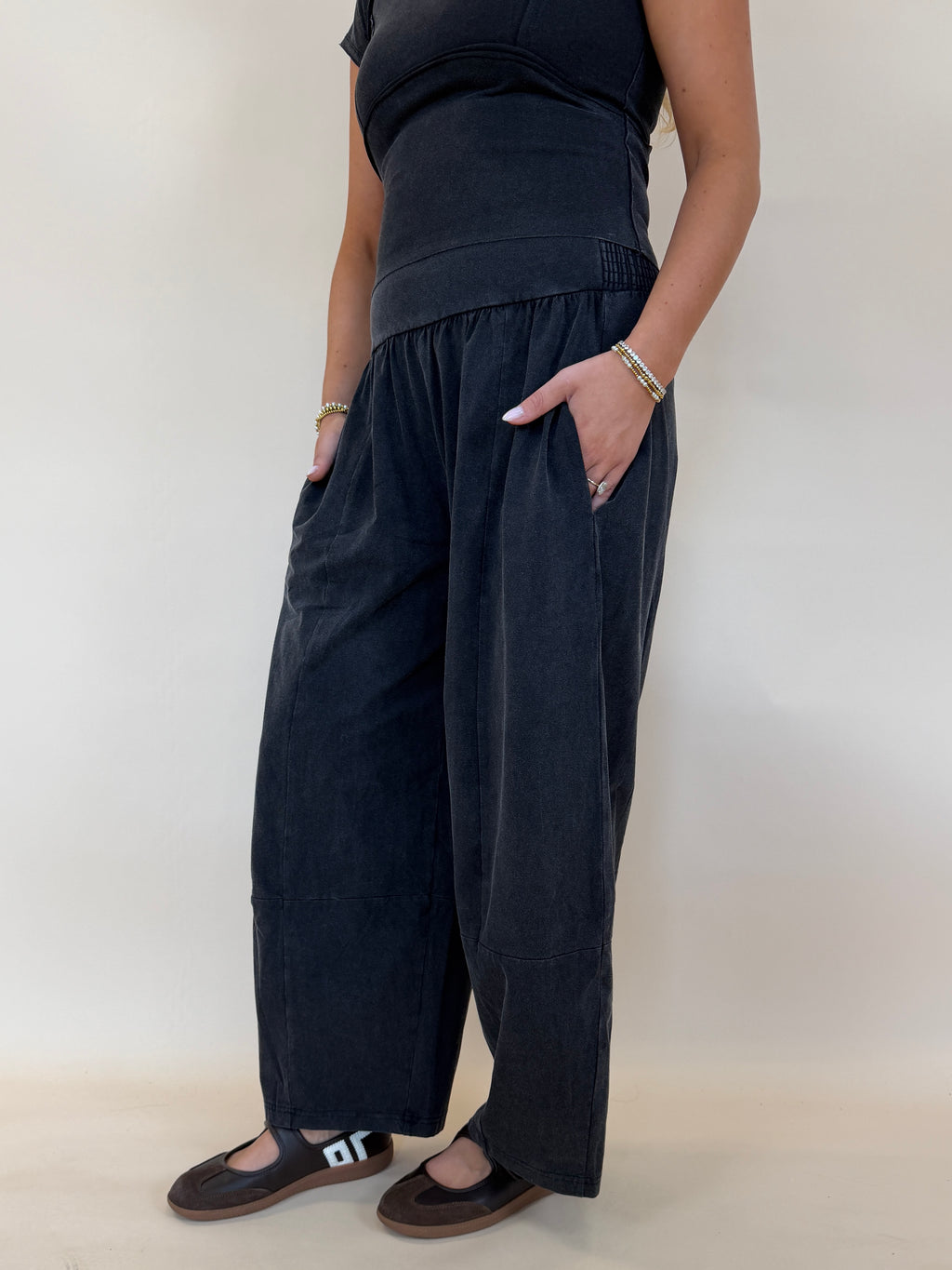 Mineral Washed Wide Leg Pants