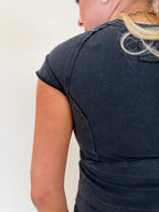 Mineral Washed Solid Cropped T-shirt